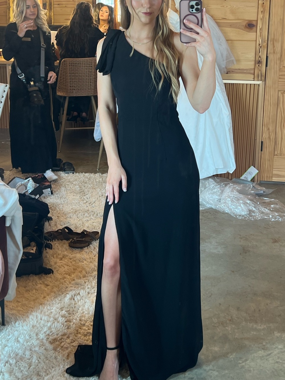 Black One Shoulder Bridesmaid Dress